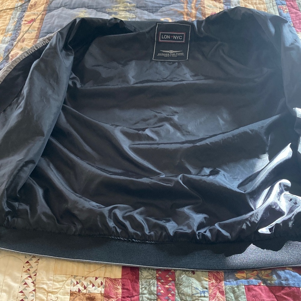 LON NYC across the pond women’s Med bomber jacket blackw/ gray trim 3 season - Picture 10 of 10
